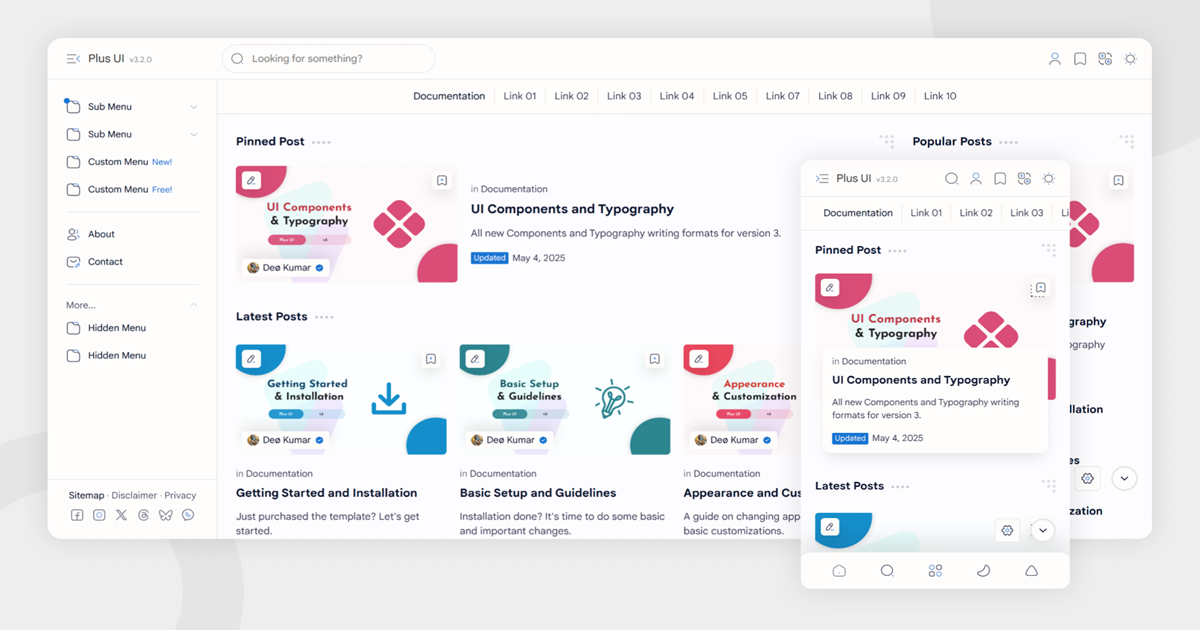 Plus UI v3.2.0 Blogger Template featured image